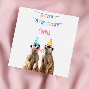 Carte de voeux personnalisée suricate - Jolie carte d'anniversaire pour les amoureux des animaux
