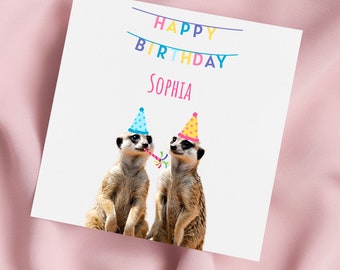 Birthday Card with Meerkats, Meerkat Greeting Card, Meerkat Card, Special Birthday, Personalised Card