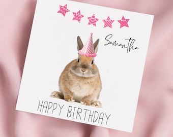 Bunny Rabbit Birthday Card, Rabbit Greeting Card, Rabbit Card, Special Birthday, Personalised Card