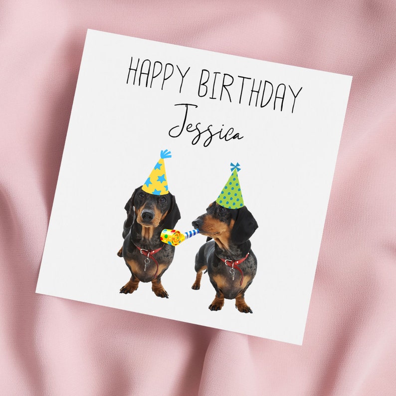 Dachshund Birthday Card: Sausage Dog Greeting, Personalised Card - Etsy UK