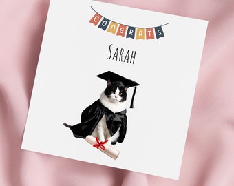 Graduation Card with Cat, Graduation Greeting Card, Graduation Card, Special Card, Personalised Card