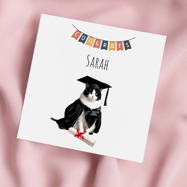 Graduation Card with Cat, Graduation Greeting Card, Graduation Card, Special Card, Personalised Card