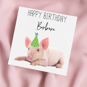 Carte d'anniversaire avec un cochon mignon, carte de voeux de cochon, carte de cochon, anniversaire spécial, carte personnalisée