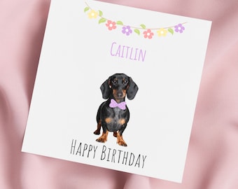 Birthday Card with Cute Dachshund, Sausage Dog Greeting Card, Daxi Card, Special Birthday