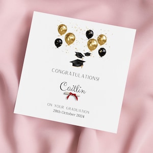 Carte de remise de diplôme personnalisée avec des ballons - Jolie carte de voeux pour une célébration spéciale