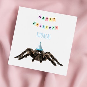 Carte d'anniversaire avec araignée, carte de voeux terentule, carte araignée, anniversaire spécial, carte personnalisée