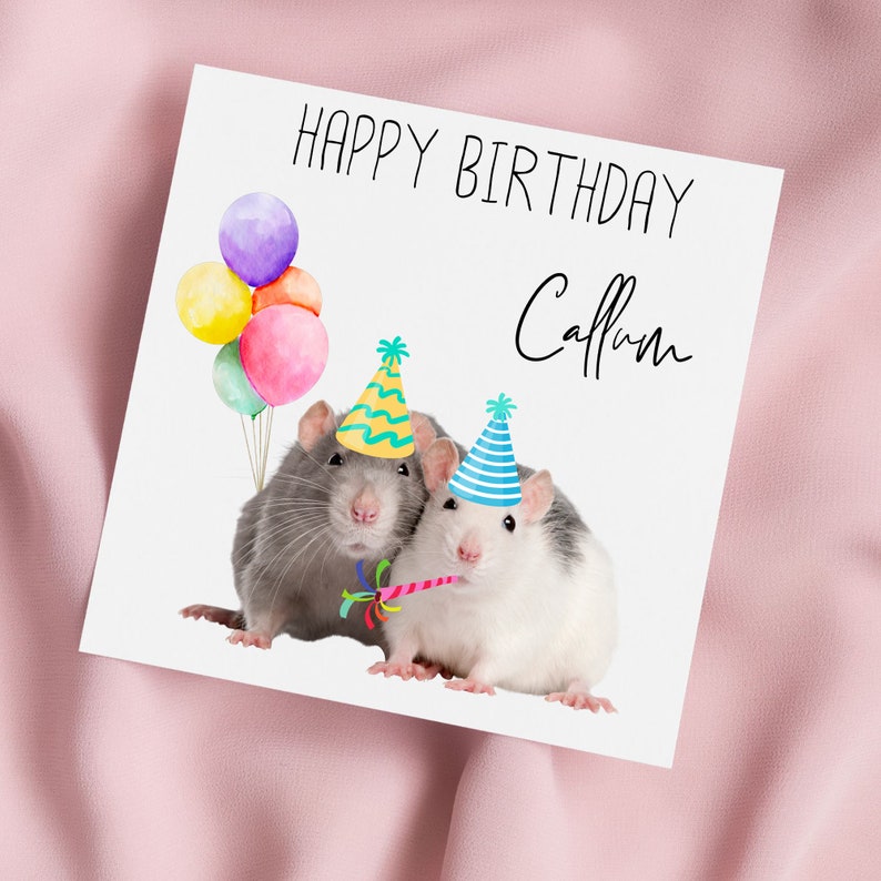 Rats Rats We Re The Rats Birthday Birthday Card With Cute Rats and Party Hats, Rats Greeting Card, Rats