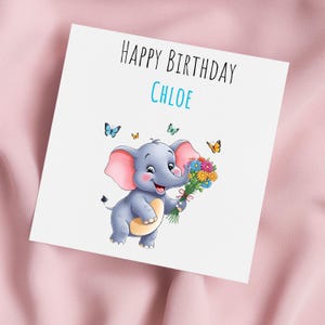 Carte d'anniversaire avec un bébé éléphant, carte de voeux éléphant, carte éléphant, anniversaire spécial, carte personnalisée