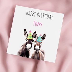 Carte d'anniversaire avec un âne, carte de voeux d'âne, carte d'âne, anniversaire spécial, carte personnalisée