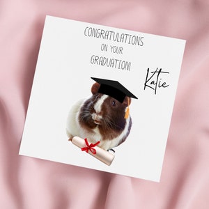 Carte de remise des diplômes avec cochon d'Inde et chapeau de remise des diplômes, Carte de voeux pour cochon d'Inde, Carte pour cochon d'Inde, Carte spéciale, Carte personnalisée