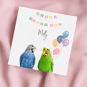 Carte d'anniversaire avec des perruches ondulées, carte de voeux perruche, carte perruche, anniversaire spécial, carte personnalisée