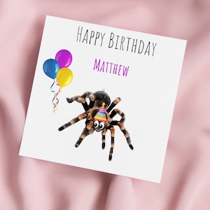 Birthday Card with Spider, Terantula Greeting Card, Spider Card, Special Birthday, Personalised Card