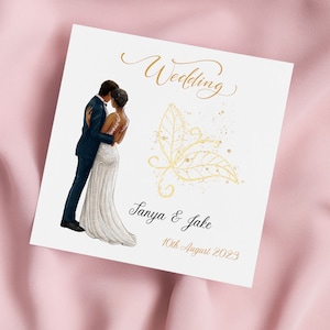 Carte de mariage avec des mariés, carte de mariage avec personnalisation facultative, carte de mariage