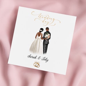 Carte de mariage, Carte de mariage pour couple noir, Carte de mariage de jeunes mariés, Carte de mariage des jeunes mariés, Carte de mariage vierge, Carte personnalisée