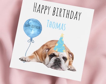 British Bulldog Birthday Card, British Bulldog Card,  Personalised Birthday Card, Personalised Card, Bulldog Lover