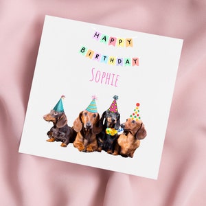 Carte d'anniversaire avec des teckels, carte de voeux de chiens saucisses, carte Daxi, anniversaire spécial