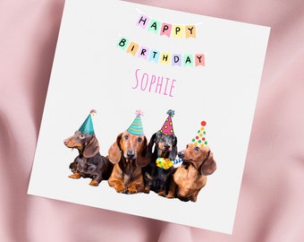 Birthday Card with Dachshunds, Sausage Dogs Greeting Card, Daxi Card, Special Birthday