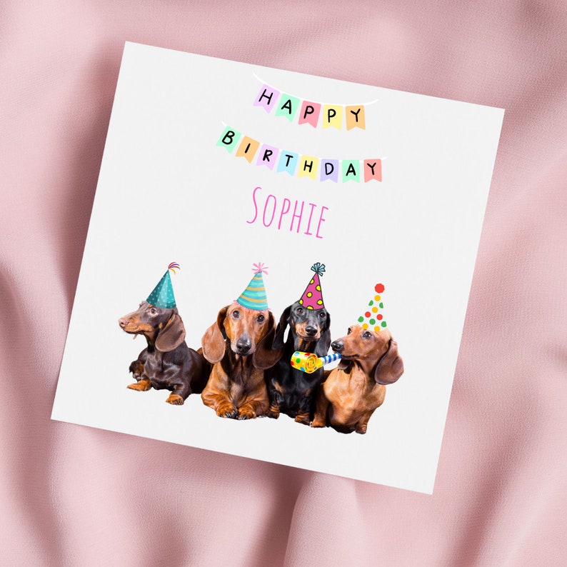 Birthday Card with Dachshunds, Sausage Dogs Greeting Card, Daxi Card, Special Birthday image 1