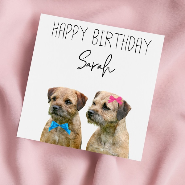 Birthday Card with Border Terriers, Border Terrier Dogs Greeting Card, Border Terrier Card, Special Birthday, Personalised Card