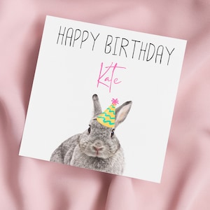 Carte d'anniversaire avec lapin, carte de voeux lapin, carte lapin, anniversaire spécial, carte personnalisée