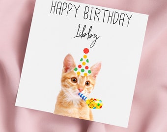 Cat Greeting Card Cat Birthday Card, Cute Cat Card, Special Birthday, Personalised Card