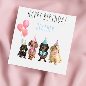 Dachshund DogS Greeting Card, Daxi Card, Birthday Card, Personalised Card
