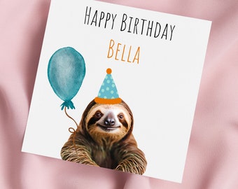Birthday Card with Sloth, Sloth Greeting Card, Sloth Card, Special Birthday, Personalised Card