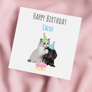 Carte d'anniversaire chien et chat, carte de voeux chien, carte chien, carte chat, anniversaire spécial, carte personnalisée