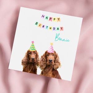 Carte de voeux personnalisée Setter rouge - Jolie carte d'anniversaire pour les amoureux des animaux