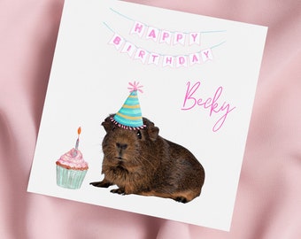 Guinea Pig Birthday Card, Guinea Pigs Card, Personalised Card, Funny Card