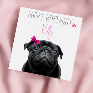 Carte de voeux pour chien carlin, carte d'anniversaire carlin, jolie carte carlin, anniversaire spécial, carte personnalisée