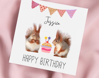 Birthday Card with Squirrels, Squirrel Greeting Card, Squirrel Card, Special Birthday, Personalised Card