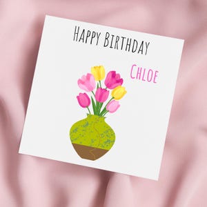 Birthday Card with Tulips, Tulips Greeting Card, Tulips Card, Special Birthday, Personalised Card