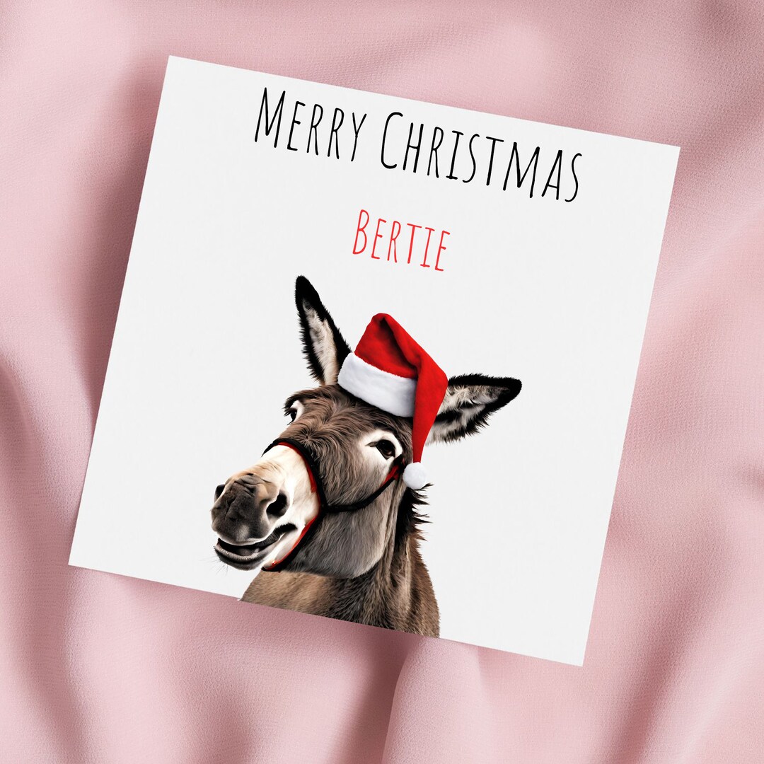 Donkey Christmas Card Donkey Card Christmas Card Etsy