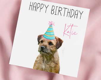 Birthday Card with Border Terrier, Border Terrier Dog Greeting Card, Border Terrier Card, Special Birthday, Personalised Card