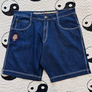 VTG JNCO Jeans Y2K Embroidered Skater Jorts W44 Supper Baggy Size Streetwear New