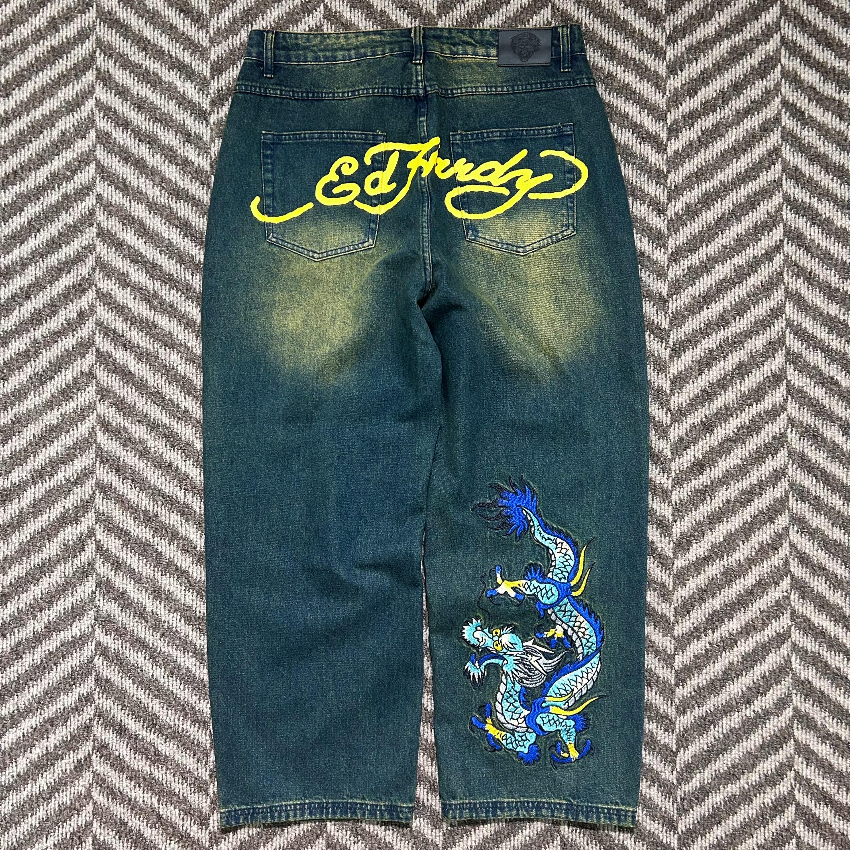 Ed Hardy Y2K Blue Jeans Unused Dragon Embroidery Tapered 32W - Etsy