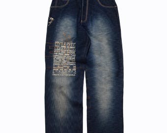 Jeansy Phat Farm 36x33, luźne, nieużywane, vintage, hiphopowe, streetwear z lat 90.