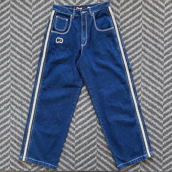 Vintage Plugg Blue Jeans Reflective Side Y2K Skater
