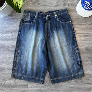 Vintage Phat Farm Jorts Unused Denim Shorts Men&#39;s Size W36 Denim Shorts Functional Cargo 90s Old School Streetwear Rare Design