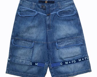 M+FG Marithe Francois Girbaud Jorts Heavy Duty W38 Cargo Denim Y2K Streetwear 2006 Hip Hop Rare Craft