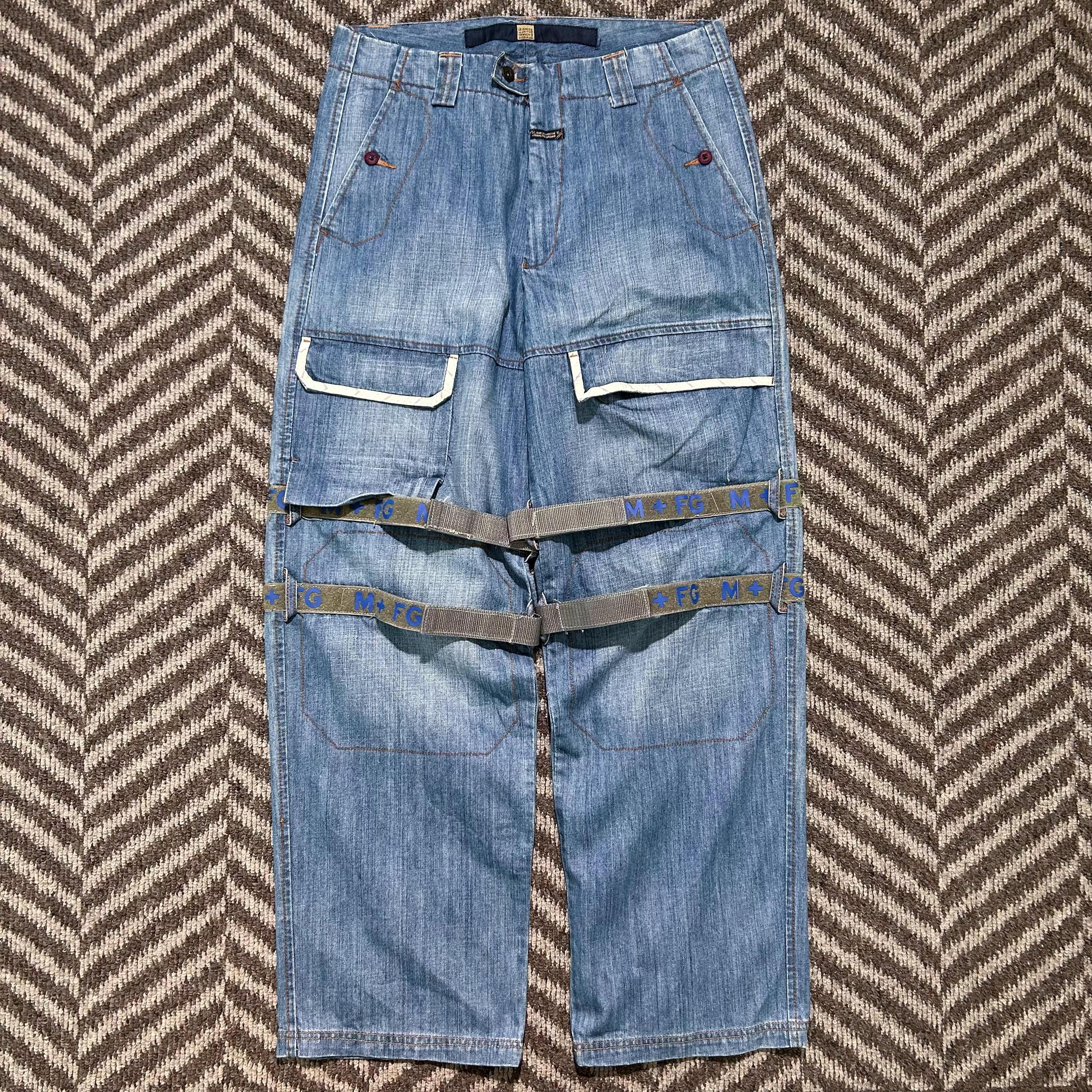 Vintage Marithe Francois Girbaud Unused Blue Jeans Gray Straps
