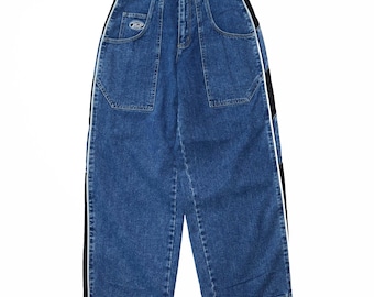 Plugg Jeans Baggy Fit Mesh Side Spliced Y2K Vintage Streetwear