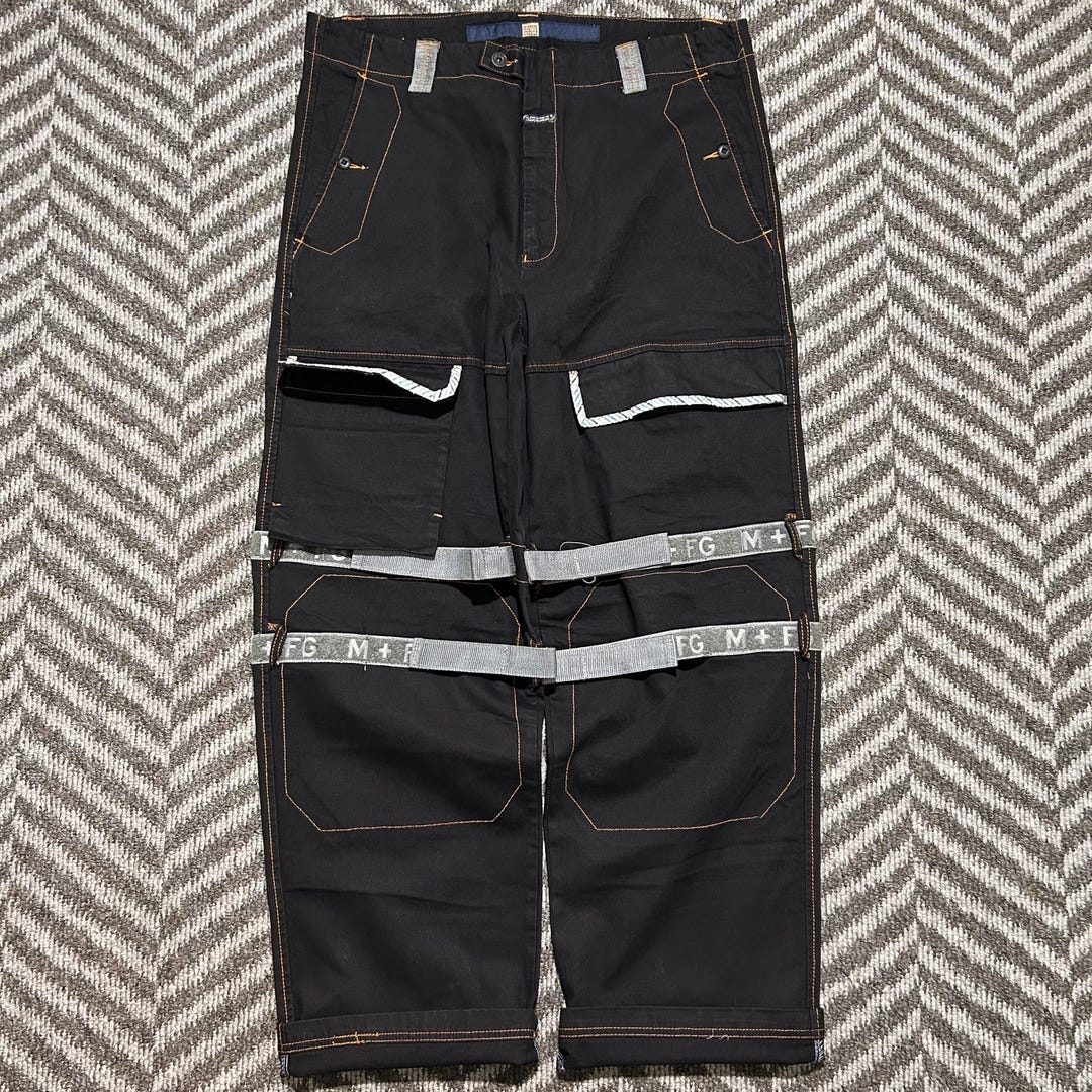 【Marithe + Francois Girbaud】W HALF COTTON PANTS‐BLACK Marithe Francois Girbaud Black Vintage Embroidered Pants