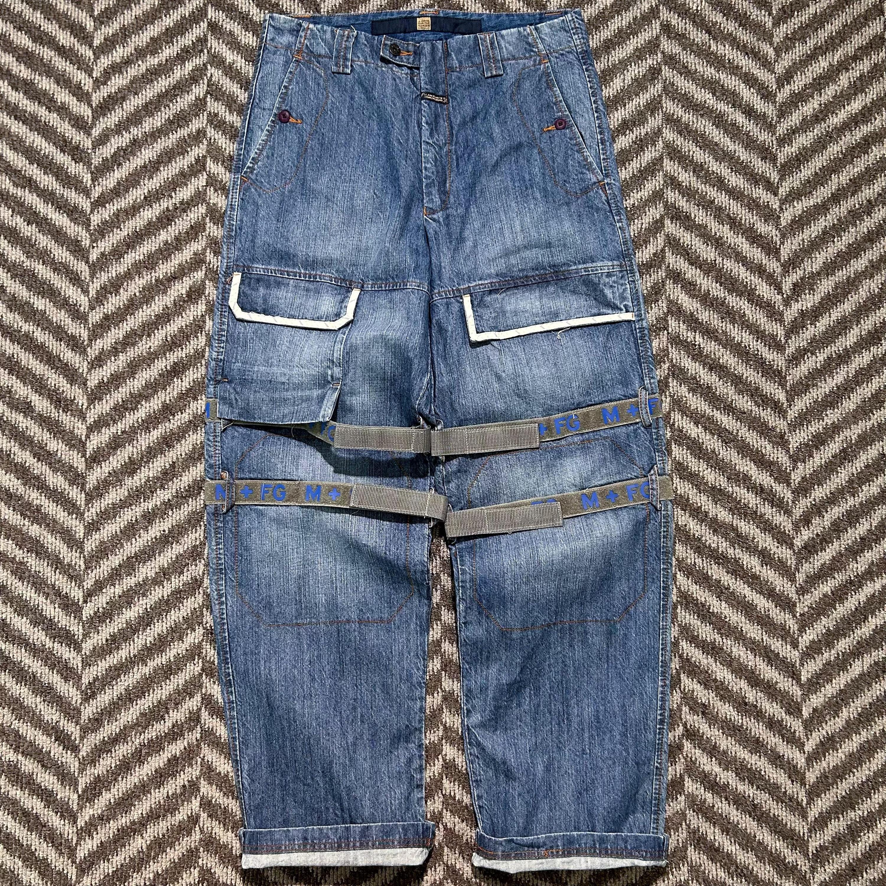 Vintage Marithe+francois Girbaud Unused Blue Jeans Gray Straps