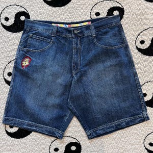 VTG JNCO Jeans Y2K Embroidered Skater Jorts W42 Supper Baggy Size Streetwear New