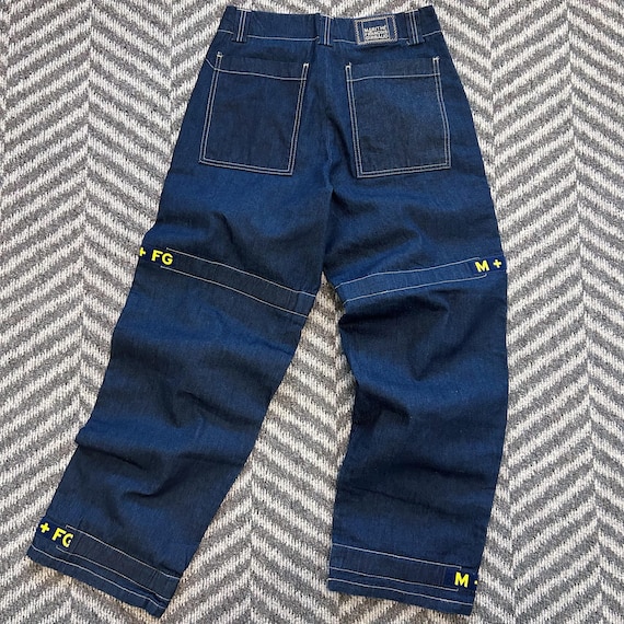 キャップ Marithe + Francois Girbaud DENIM PATCH WORK SMALL CLASSIC LO Vintage 90s Marithe Francois Girbaud Mens 40x34 Distressed