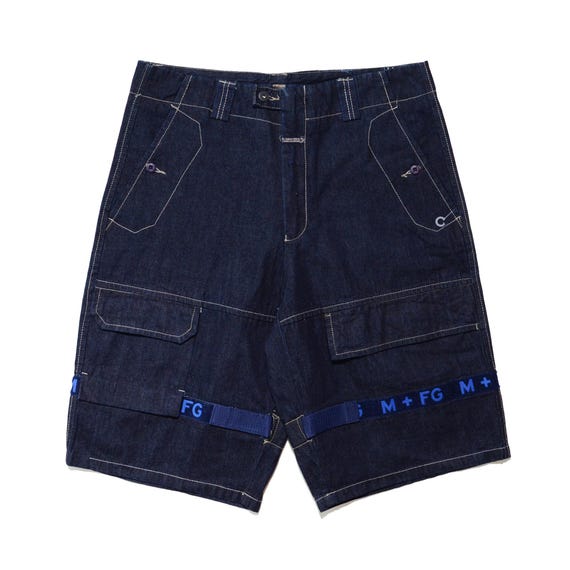 Marithe Francois Girbaud Cargo Jorts: Ink-blue Unwashed Denim Y2K
