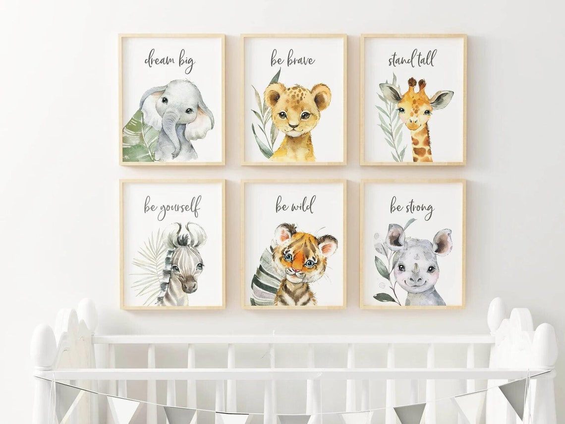 PRINTABLE SAFARI NURSERY - Set 6 Jungle Nursery - Wall Art Prints ...