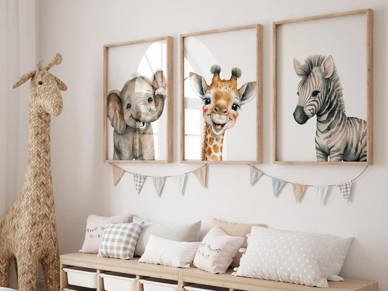 PRINTABLE SAFARI NURSERY - Set 6 Jungle Nursery - Wall Art Prints ...
